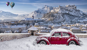 Auto im Winter in Salzburg